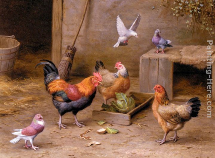 Chickens In A Farmyard painting - Edgar Hunt Chickens In A Farmyard art painting